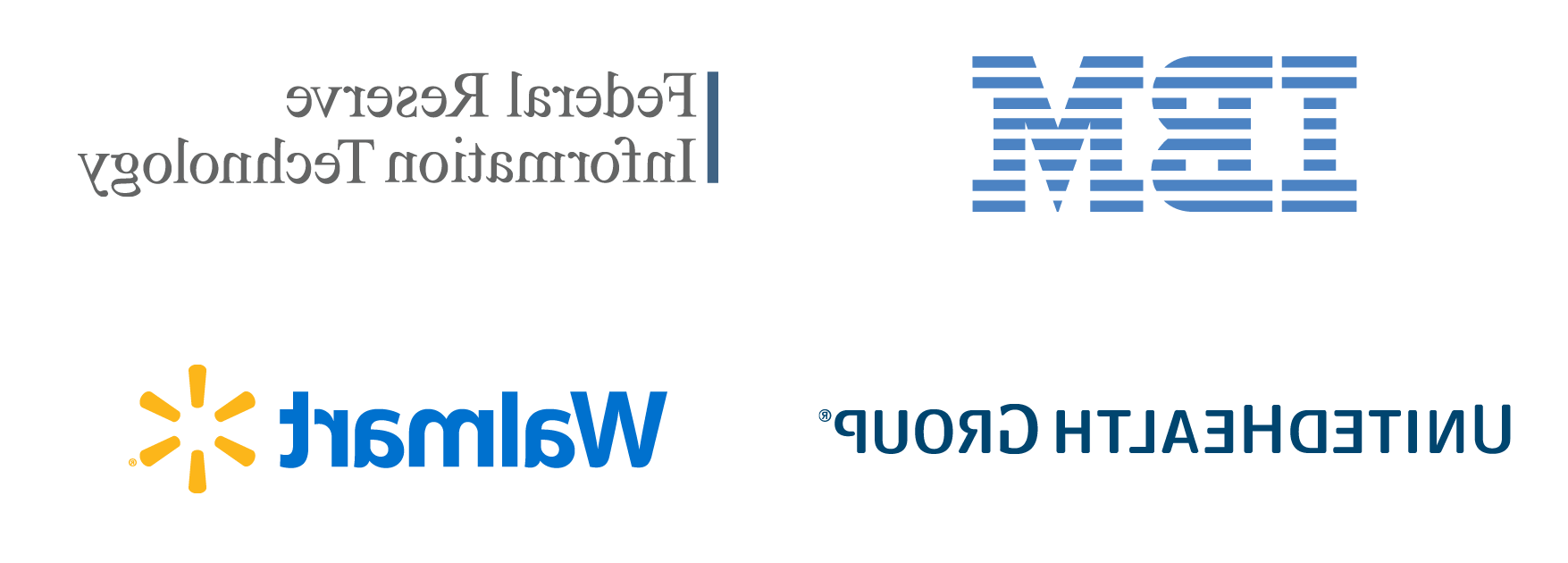 Logos of 信息rmation Systems career destinations: IBM, Federal Reserve 信息rmation Technology, United Health Group, 和沃尔玛